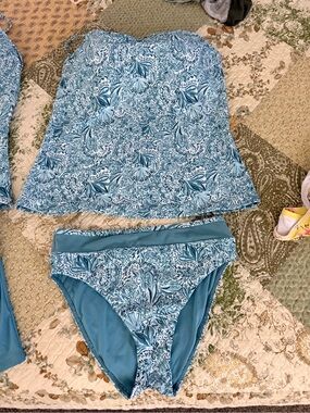 BySea Teal and White Paisley Tankini Top